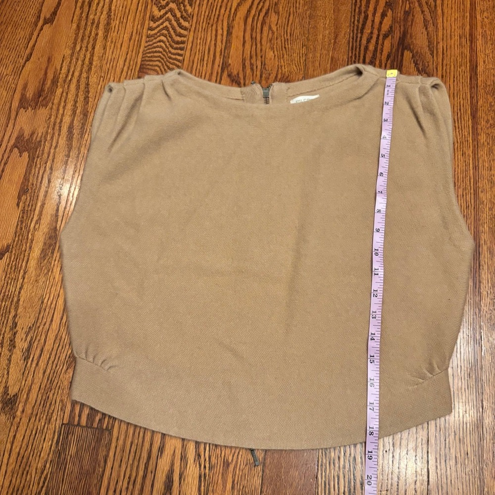 Pilcro Wool Cashmere Blend Sleeveless Knit Top Camel Tan Full Zip Back Small - Picture 6 of 6